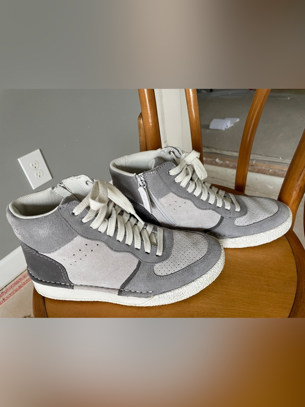 Clarks Gray and Light Gray Suede High-Top Sneakers
